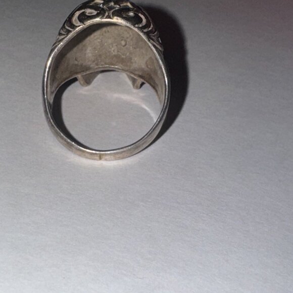 Sterling Silver Flame Skull Ring, Size 12 - Picture 3 of 15